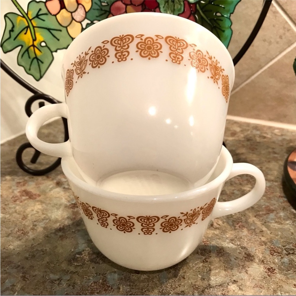Corning Butterfly Gold Flat Cups
